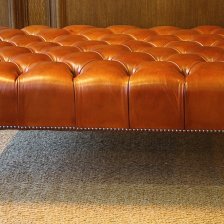 Buttoned Top Large Leather Stool